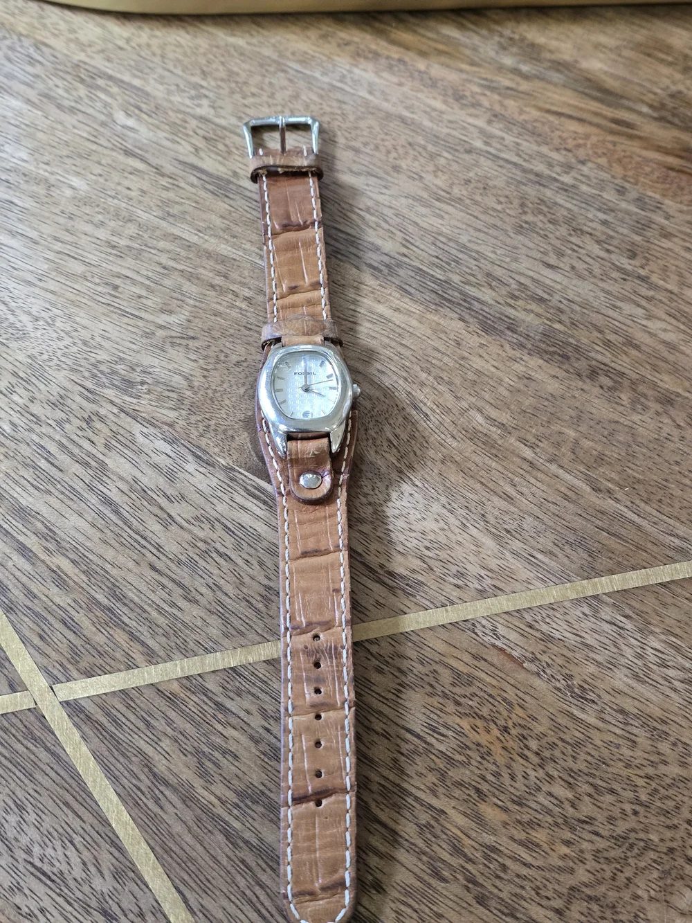 Fossil Women's Tan Leather Strap Silver Dial Watch